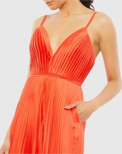 Pleated Plunge Neck Wide Leg Jumpsuit 27 Pleated Plunge Neck Wide Leg Jumpsuit -Fashion Dress Shop 26319 Tangerine CL scaled