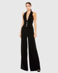 Black Tuxedo Halter Jumpsuit