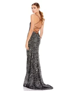 Stretch Sequined Open Back Lace Up Gown -Fashion Dress Shop 26444 DSI 2 WS scaled