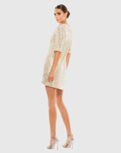 Metallic Sequined Short Sleeve Shift Dress -Fashion Dress Shop 26448 NUS 2 WS scaled