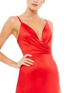Red Plunging Faux Wrap Charmeuse Mini Dress | Final Sale -Fashion Dress Shop 26481 RED 3 WS 53548886 cebb 43ef 916d 33cfb7edc2bc