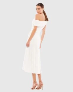 Ruched Off-The-Shoulder Midi Dress -Fashion Dress Shop 26484 WHT 2 WS scaled