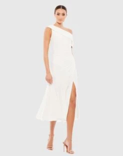 Ruched Off-The-Shoulder Midi Dress -Fashion Dress Shop 26484 WHT Default 1 WS scaled