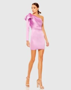 One Shoulder Long Sleeve Satin Mini Dress -Fashion Dress Shop 26500 ORC Default 1 WS scaled