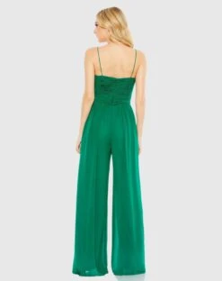Ruched Sleeveless Tie Jumpsuit -Fashion Dress Shop 2651 Emerald BK