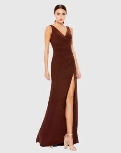 Fashion Dress Shop 29 Ruched Stretch Jersey V-Neck Gown