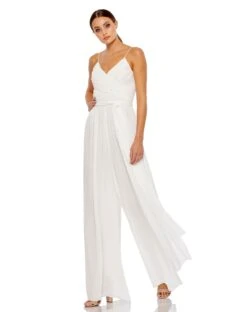 Ruched Sleeveless Tie Jumpsuit