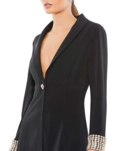 Plunge Neck Beading Detail Suit Dress | Sample | Sz. 2 5 Plunge Neck Beading Detail Suit Dress | Sample | Sz. 2 -Fashion Dress Shop 26529 Black CL scaled