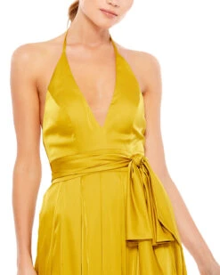 Charmeuse Halter Strap Soft Tie Waist Gown -Fashion Dress Shop 26531 CTR 3 WS