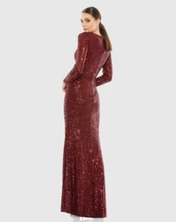Sequined Faux Wrap Long Sleeve Column Gown 13 Sequined Faux Wrap Long Sleeve Column Gown -Fashion Dress Shop 26574 WIN 2 WS scaled
