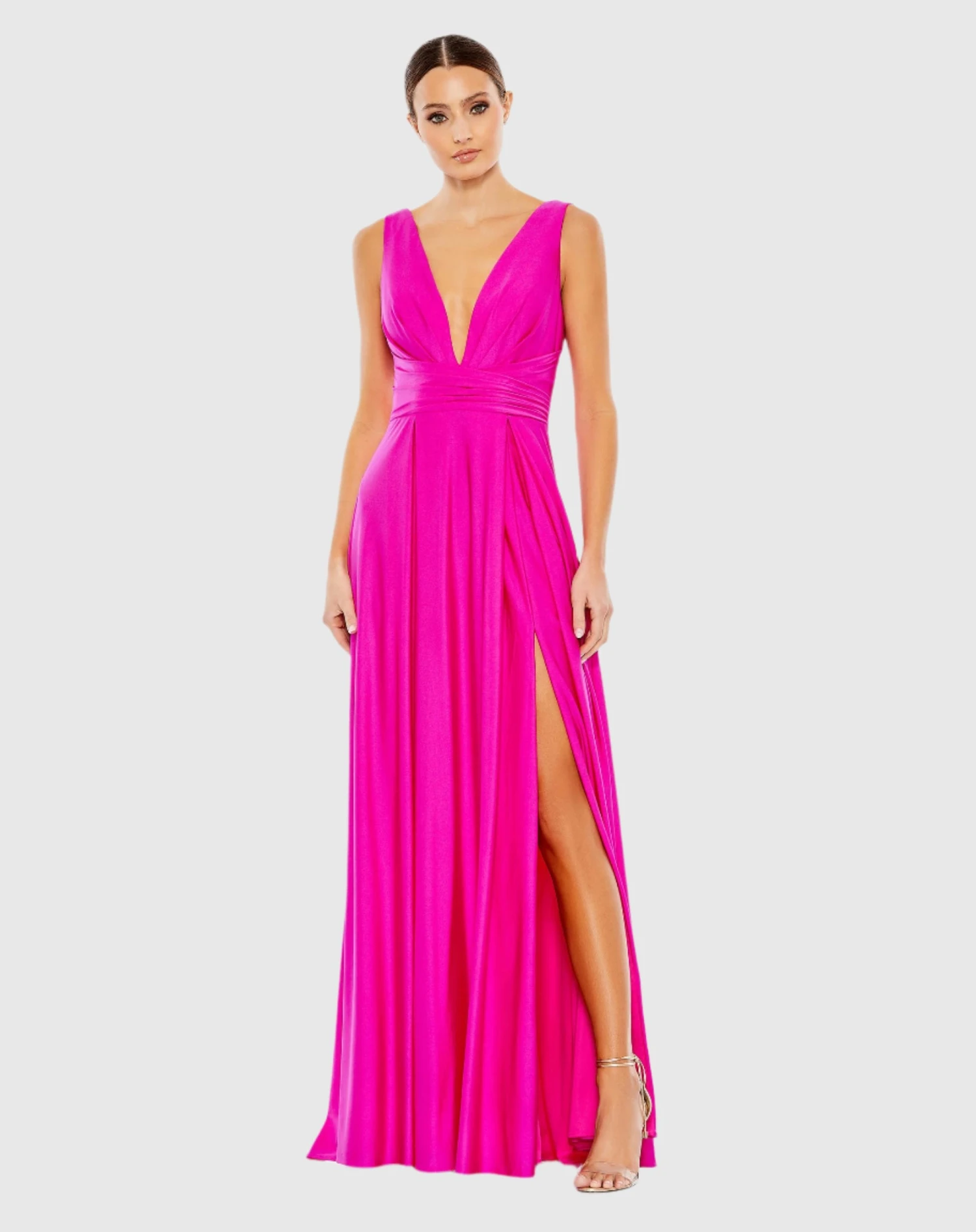 Jersey Plunge Neck Evening Gown 1 Jersey Plunge Neck Evening Gown