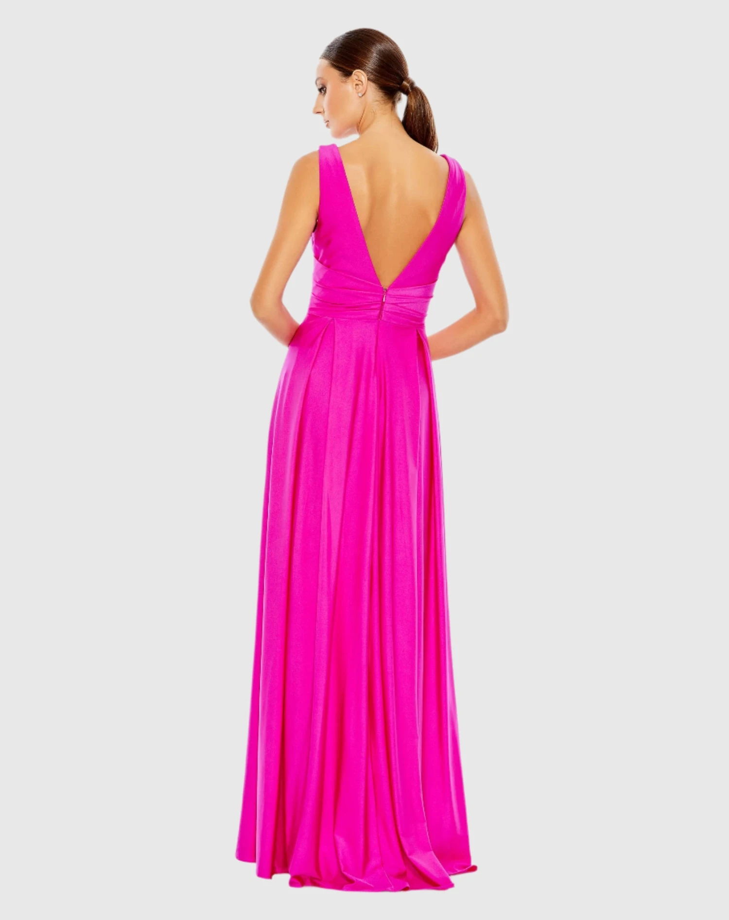 Jersey Plunge Neck Evening Gown 2 Jersey Plunge Neck Evening Gown - Image 2