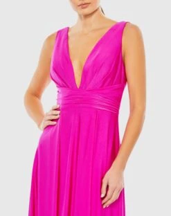 Jersey Plunge Neck Evening Gown 8 Jersey Plunge Neck Evening Gown -Fashion Dress Shop 26578 HotPink CL scaled