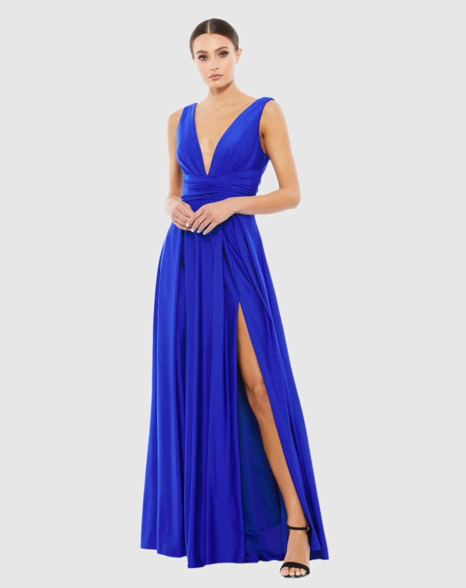 Jersey Plunge Neck Evening Gown 4 Jersey Plunge Neck Evening Gown - Image 4