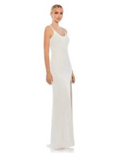 Sleeveless Crystal Scoop Neckline Column Gown -Fashion Dress Shop 26583 White AS