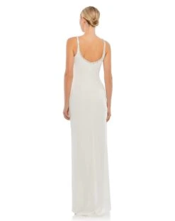 Sleeveless Crystal Scoop Neckline Column Gown -Fashion Dress Shop 26583 White BK