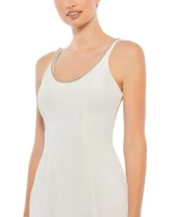 Sleeveless Crystal Scoop Neckline Column Gown -Fashion Dress Shop 26583 White CL