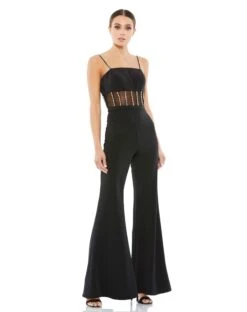 Rhinestone Accented Mesh Jumpsuit