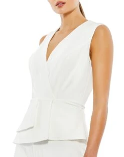 Sleeveless Faux Wrap Peplum Jumpsuit -Fashion Dress Shop 26602 White CL scaled
