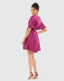 Satin Flowy Cape Sleeve Mini Dress -Fashion Dress Shop 26605 BER 2 WS scaled