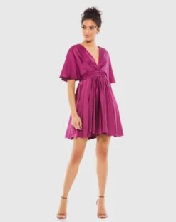 Satin Flowy Cape Sleeve Mini Dress -Fashion Dress Shop 26605 BER Default 1 WS scaled