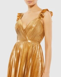 Pleated Ruffled Sleeveless Gown -Fashion Dress Shop 26609 Gold CL 1 scaled
