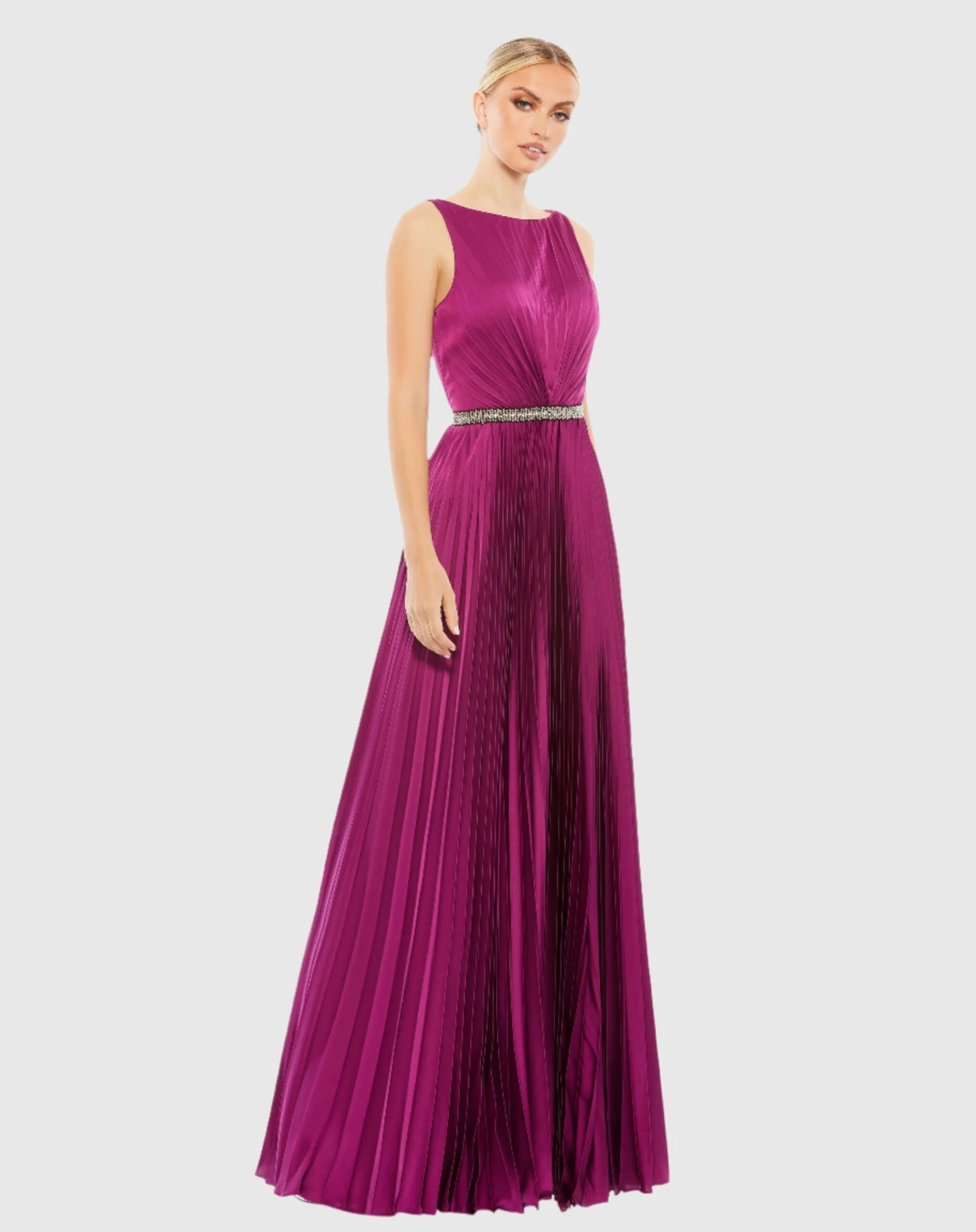Pleated Sleeveless Bateau Gown 4 Pleated Sleeveless Bateau Gown - Image 4