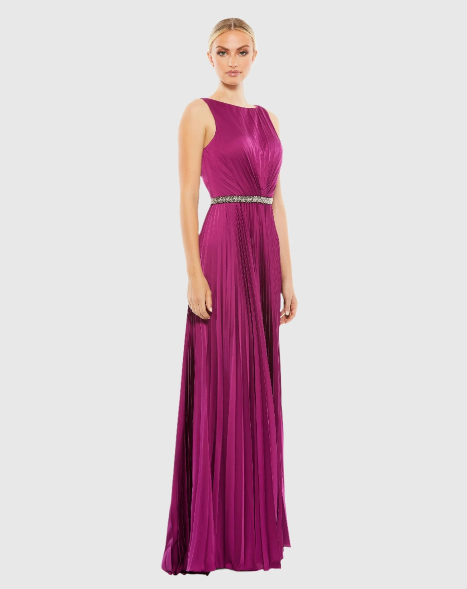 Pleated Sleeveless Bateau Gown 1 Pleated Sleeveless Bateau Gown