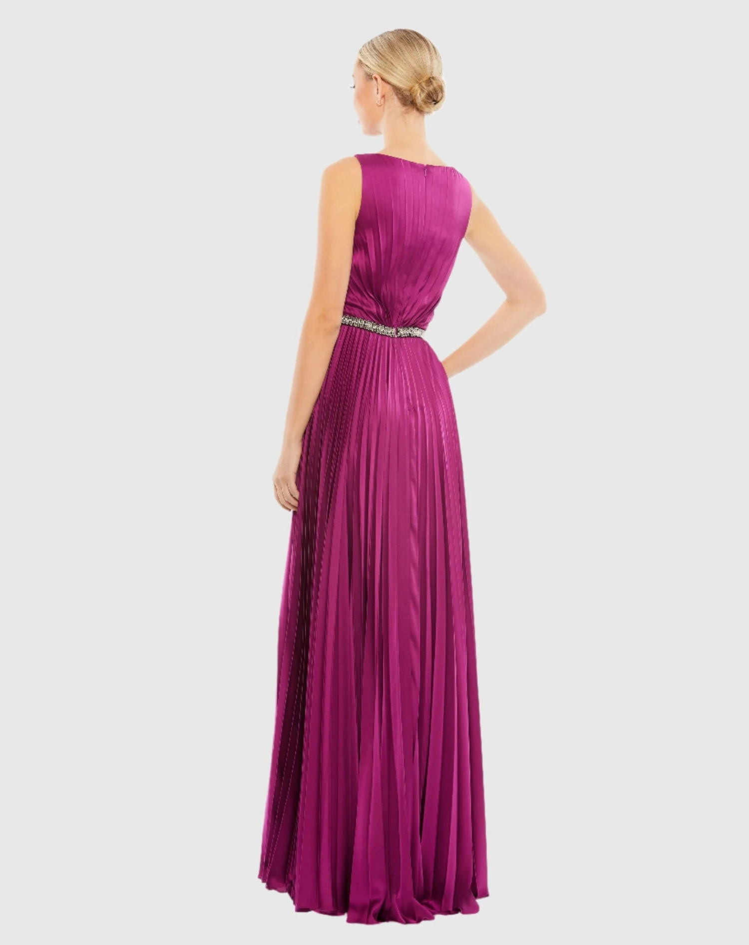 Pleated Sleeveless Bateau Gown 2 Pleated Sleeveless Bateau Gown - Image 2