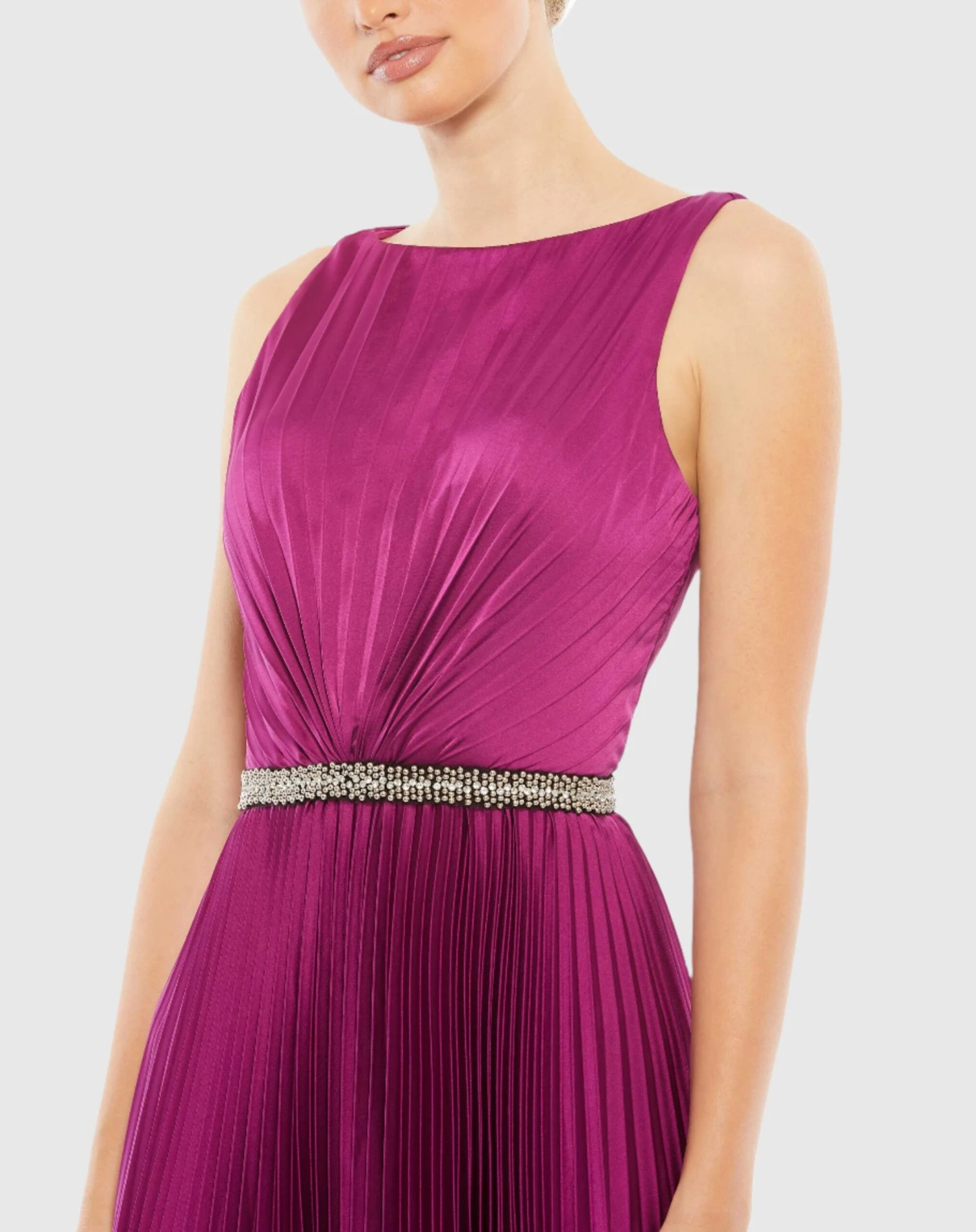 Pleated Sleeveless Bateau Gown 3 Pleated Sleeveless Bateau Gown - Image 3