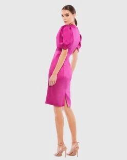 Satin Puff Sleeve Fitted Cocktail Dress -Fashion Dress Shop 26636 MAG 2 WS scaled