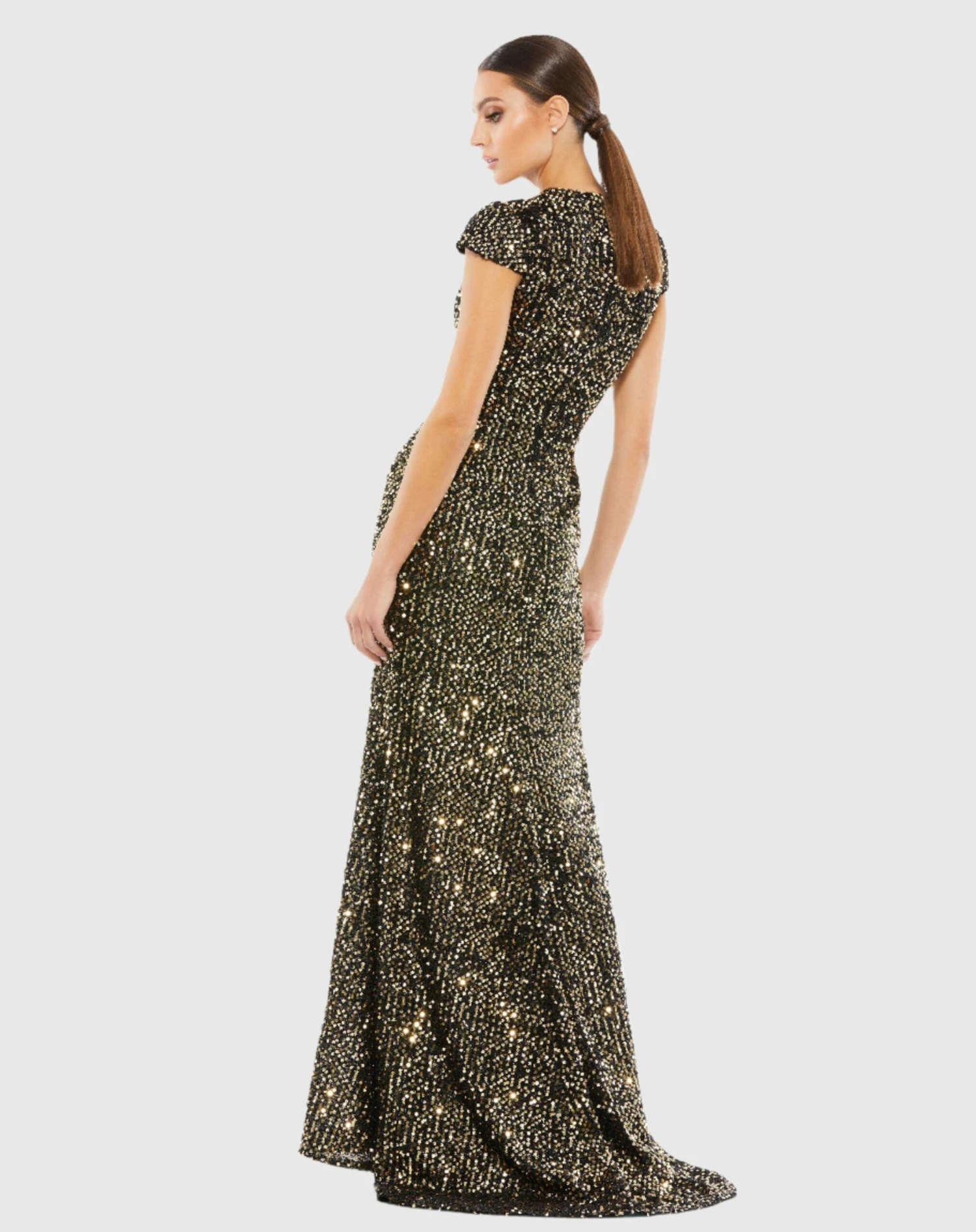Sequined Cap Sleeve High Neck Gown 3 Sequined Cap Sleeve High Neck Gown - Image 3