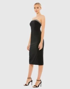Jeweled Strapless Neckline Fitted Midi Dress -Fashion Dress Shop 26680 BLK 4 WS