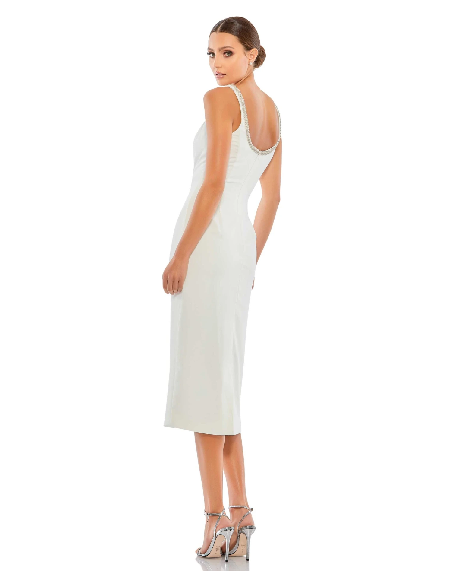 Jeweled Scoop Neck Fitted Midi Dress 2 Jeweled Scoop Neck Fitted Midi Dress - Image 2