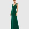 Jersey Low Back Bow Shoulder Gown