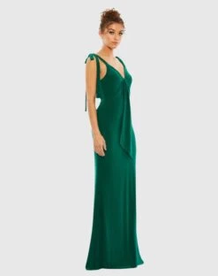Jersey Low Back Bow Shoulder Gown -Fashion Dress Shop 26696 Emerald AS scaled