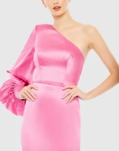 One Shoulder Bishop Sleeve Trumpet Gown -Fashion Dress Shop 26712 CandyPink CL scaled