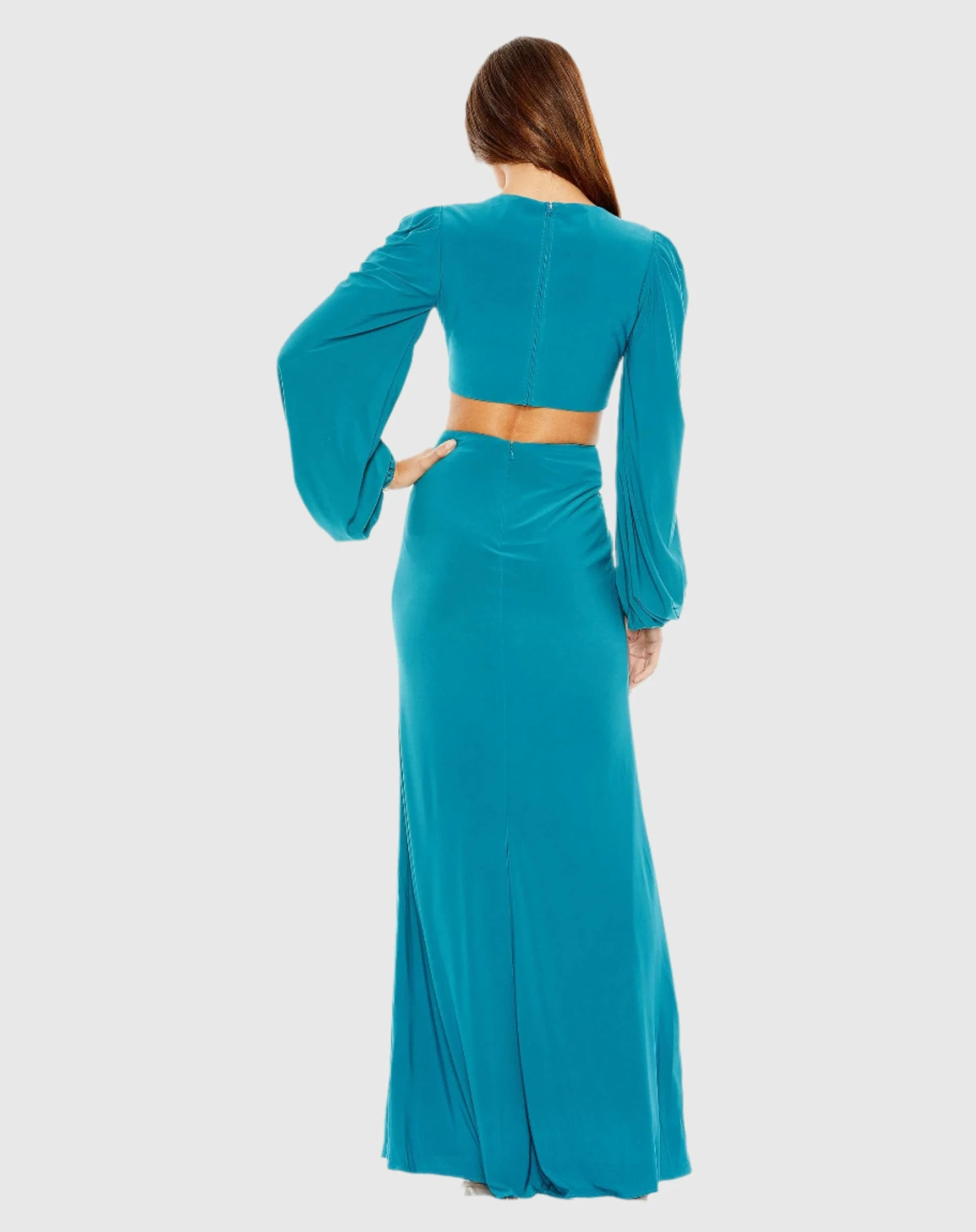Jersey Puff Sleeve Cut Out Column Gown 2 Jersey Puff Sleeve Cut Out Column Gown - Image 2