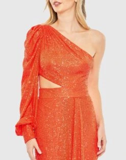 Sequined One Shoulder Cut Out Gown -Fashion Dress Shop 26730 Tangerine CL