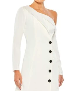 Drop Shoulder Faux Tuxedo Mini Dress -Fashion Dress Shop 26734 White CL scaled
