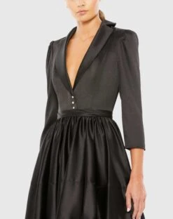 Satin Lapel A-Line Blazer Mini Dress 5 Satin Lapel A-Line Blazer Mini Dress -Fashion Dress Shop 26913 Black CL scaled