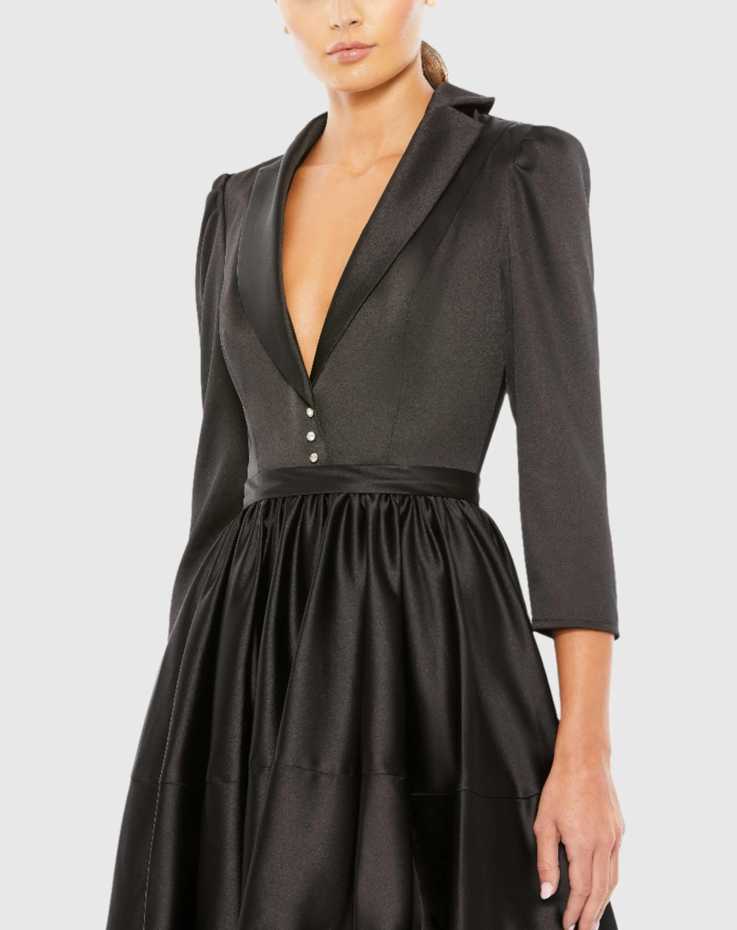 Satin Lapel A-Line Blazer Mini Dress 3 Satin Lapel A-Line Blazer Mini Dress - Image 3