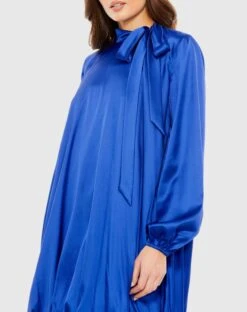 High Neck Long Sleeve Bubble Hem Dress -Fashion Dress Shop 26922 RoyalBlue CL scaled