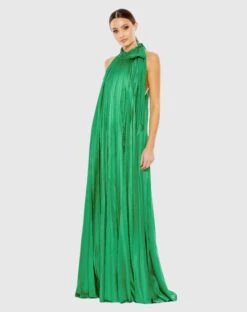 Pleated Trapeze Halter Neck Gown -Fashion Dress Shop 26926 SpringGreen AB scaled