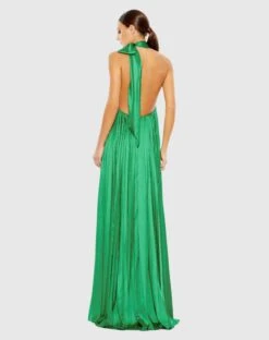 Pleated Trapeze Halter Neck Gown -Fashion Dress Shop 26926 SpringGreen BK scaled