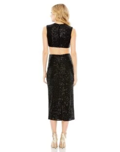 Sequin Front Twist Cut Out Column Dress -Fashion Dress Shop 27022 BLK 2 WS scaled