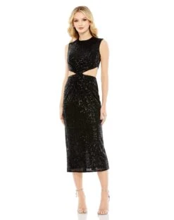 Sequin Front Twist Cut Out Column Dress -Fashion Dress Shop 27022 BLK Default 1 WS scaled