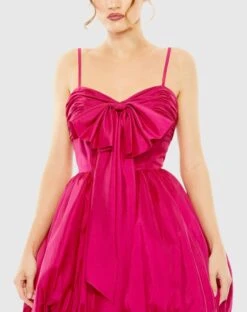 Spaghetti Strap Center Bow Balloon Mini Dress -Fashion Dress Shop 27040 Fuchsia CL