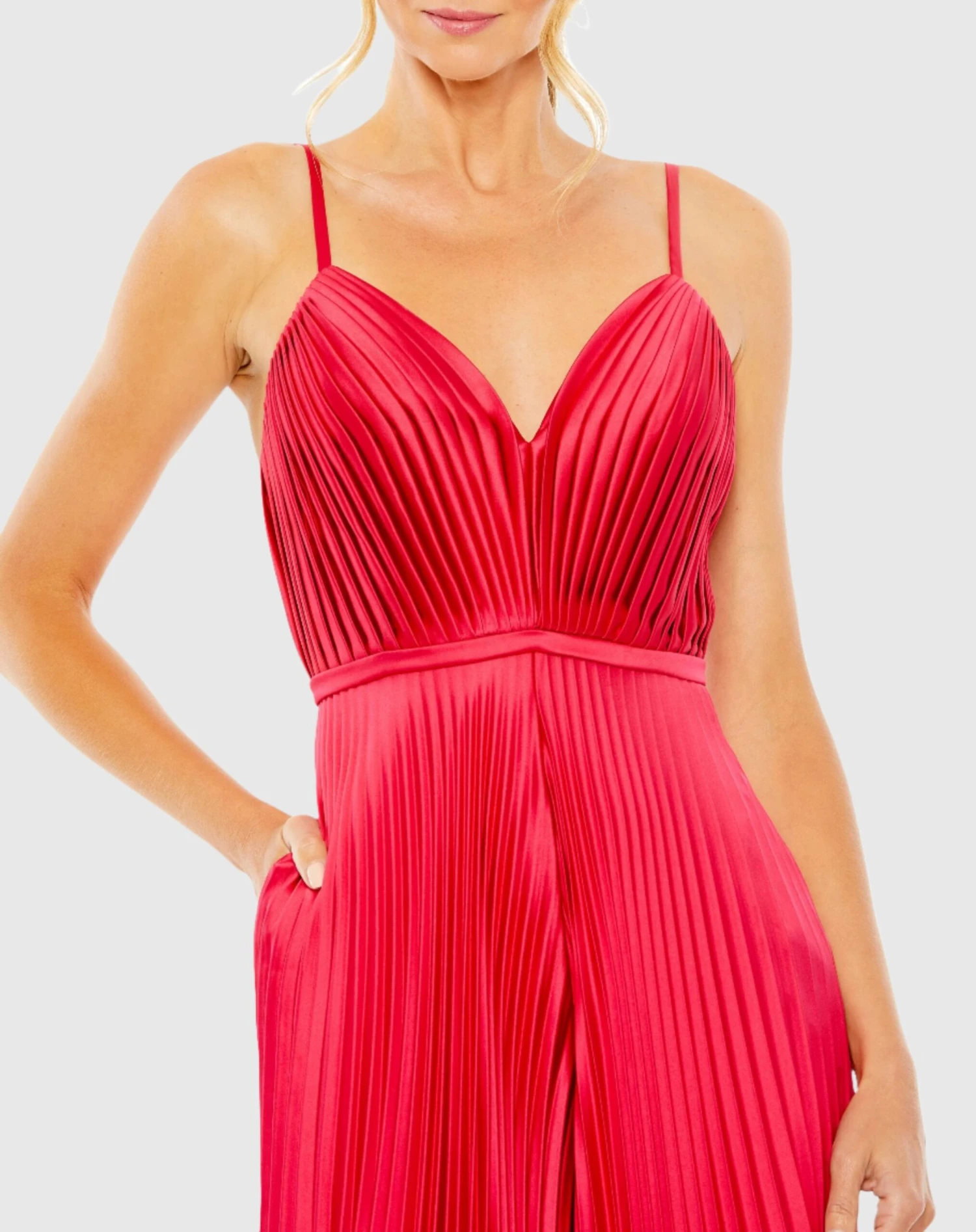 Cropped Pleated V-Neck Wide Leg Jumpsuit 3 Cropped Pleated V-Neck Wide Leg Jumpsuit - Image 3