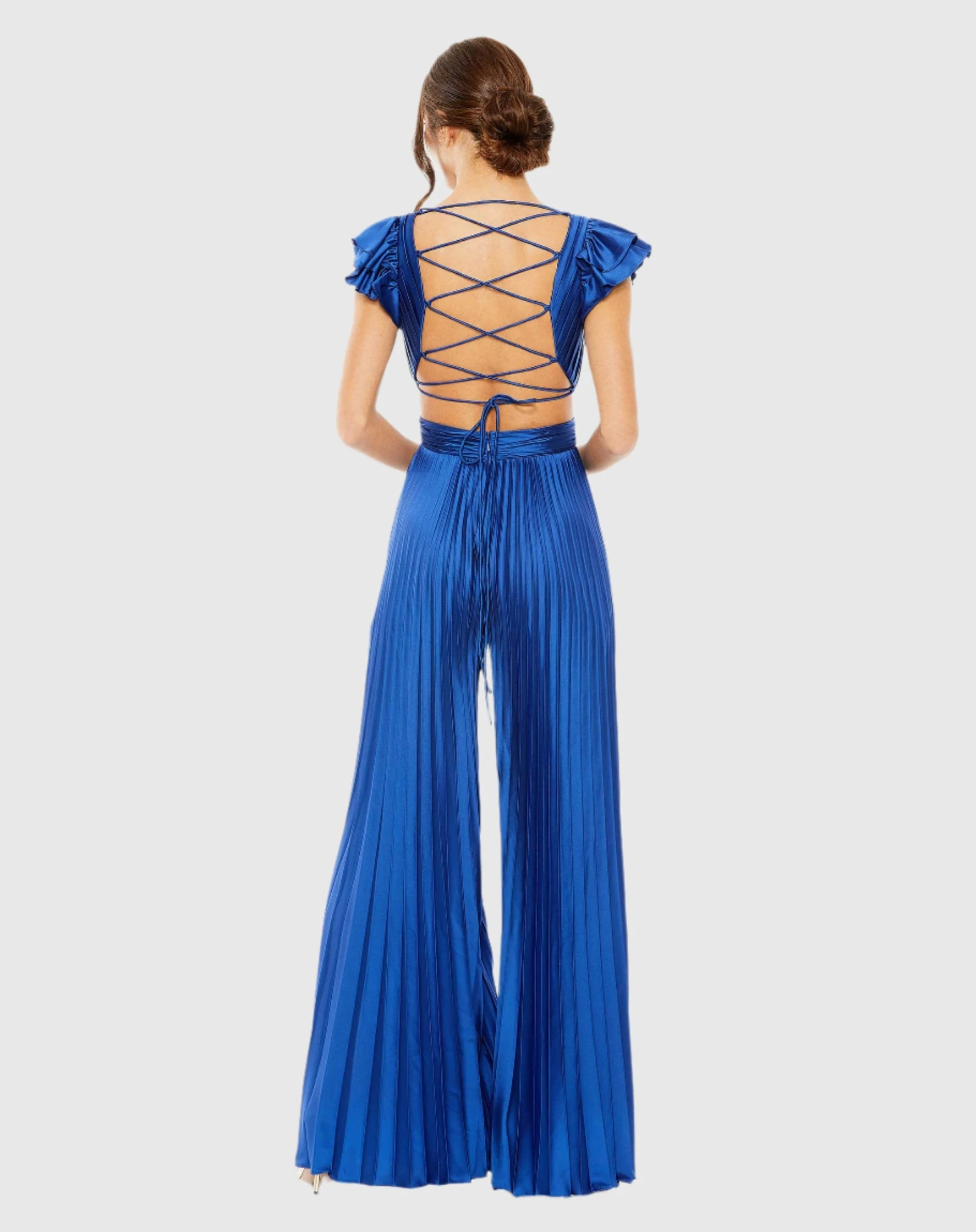 Ruffle Cap Sleeve Cutout Heat Pleated Jumpsuit 2 Ruffle Cap Sleeve Cutout Heat Pleated Jumpsuit - Image 2